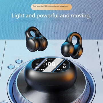New Mirror-Style Digital Display Soft Silicone Ear Clip Wireless Bluetooth Headphones with Noise Reduction, High-Definition, and Lossless for Sports Digispots