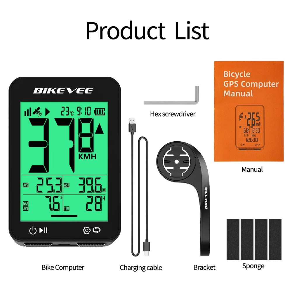 Wireless Bike Computer GPS Bicycle Speedometer MTB Road Odometer Multifunction USB Rechargeable Digital Stopwatch Tracker Digispots