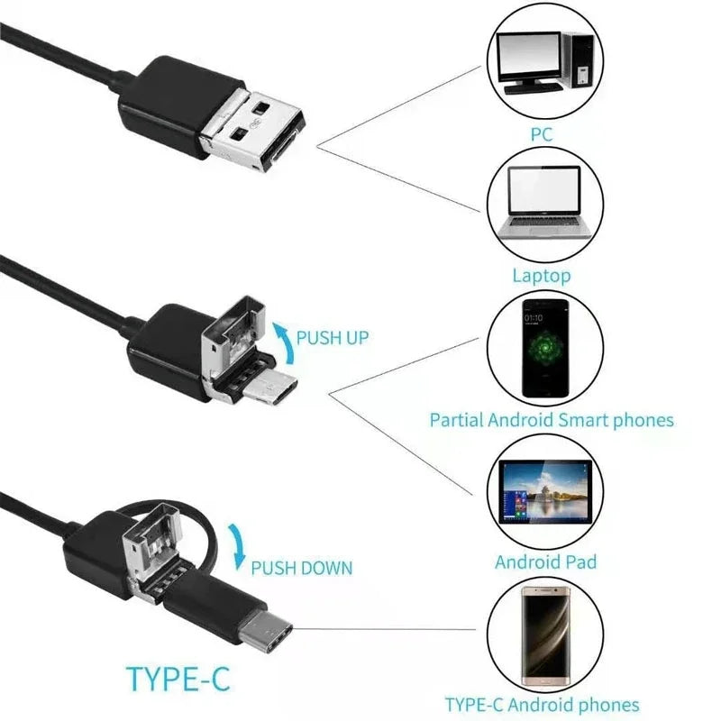 40m Fish Finder Underwater Fishing Endoscope Camera 960P Cars Sewer Inspection Borescope Waterproof 3In1 For Usb Android Type-C Digispots