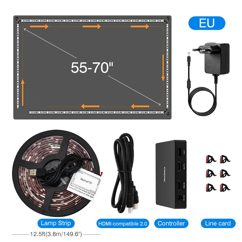 LED Smart Ambient TV Backlight Wifi Alexa Google Assistant Control 4K HDMI-Compatible 2.0 Device Screen Color SyncStrip Lights Digispots