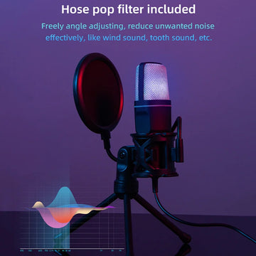 USB RGB Condenser Microphone – Noise Reduction Mic for Podcast, Streaming & Gaming