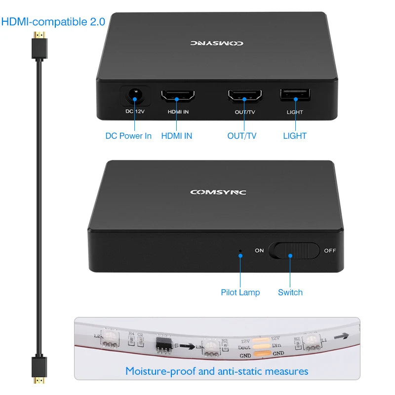 LED Smart Ambient TV Backlight Wifi Alexa Google Assistant Control 4K HDMI-Compatible 2.0 Device Screen Color SyncStrip Lights Digispots