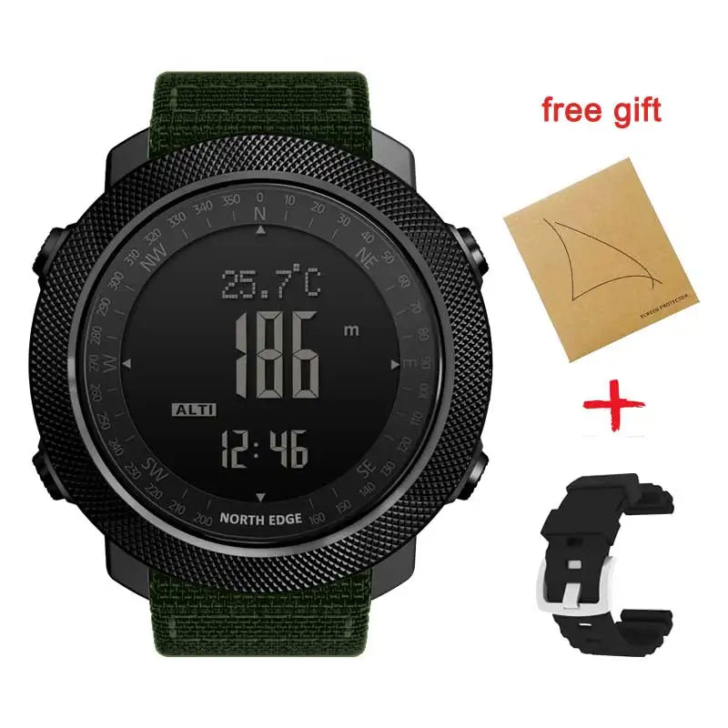 NORTH EDGE APACHE Military Smartwatch – Altimeter, Barometer, Compass & 50m Waterproof Digispots
