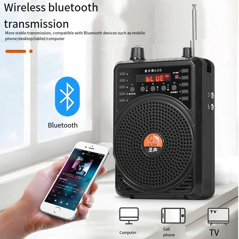 48W Wireless Auto Connection Loudspeaker Wired Bluetooth Teacher Classroom Megaphone Speaker Tour Guide's Amplifier TF Card USB Digispots