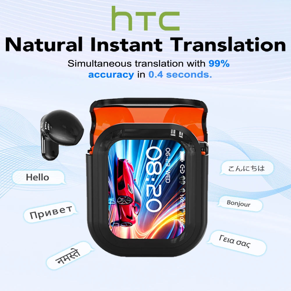 Translator HTC NE20 New Bluetooth 6.0 Wireless Headphones Translation Earphones IPX4 Waterproof Rating Long Battery Life Digispots