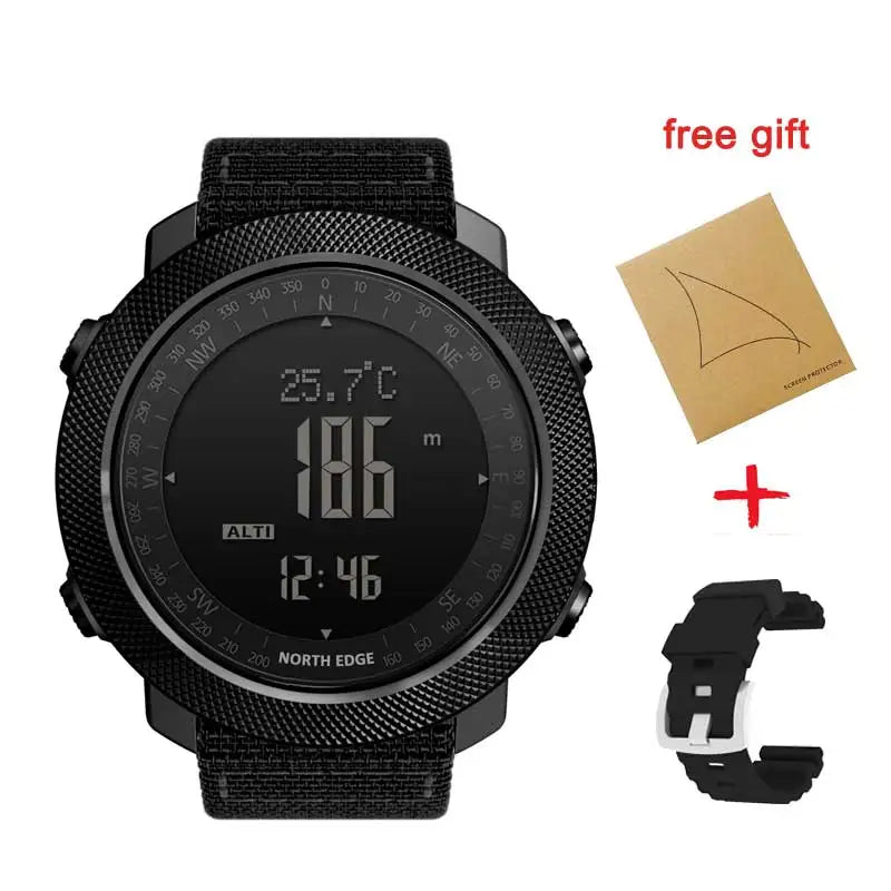 NORTH EDGE APACHE Military Smartwatch – Altimeter, Barometer, Compass & 50m Waterproof Digispots