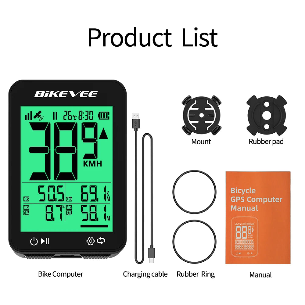 Wireless Bike Computer GPS Bicycle Speedometer MTB Road Odometer Multifunction USB Rechargeable Digital Stopwatch Tracker Digispots
