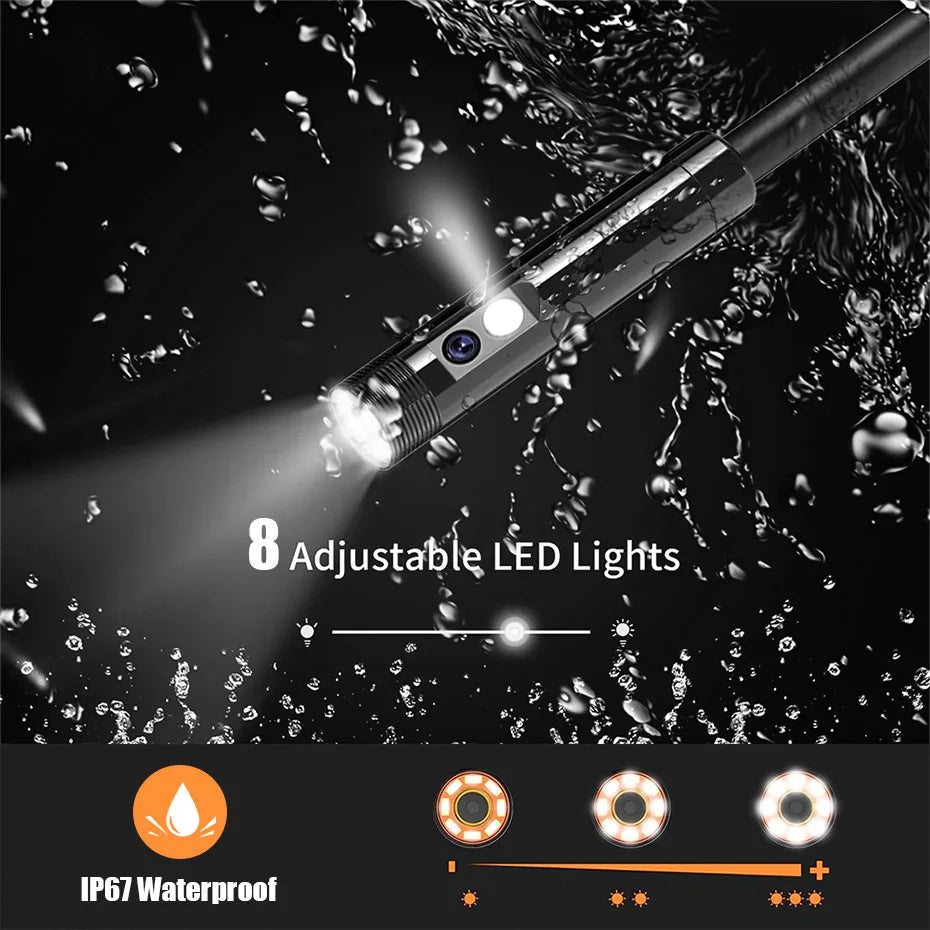 KERUI Dual Lens Industrial Endoscope Inspection Camera With Screen IP67 Waterproof Snake 1080P Handheld Digital Video Borescope Digispots