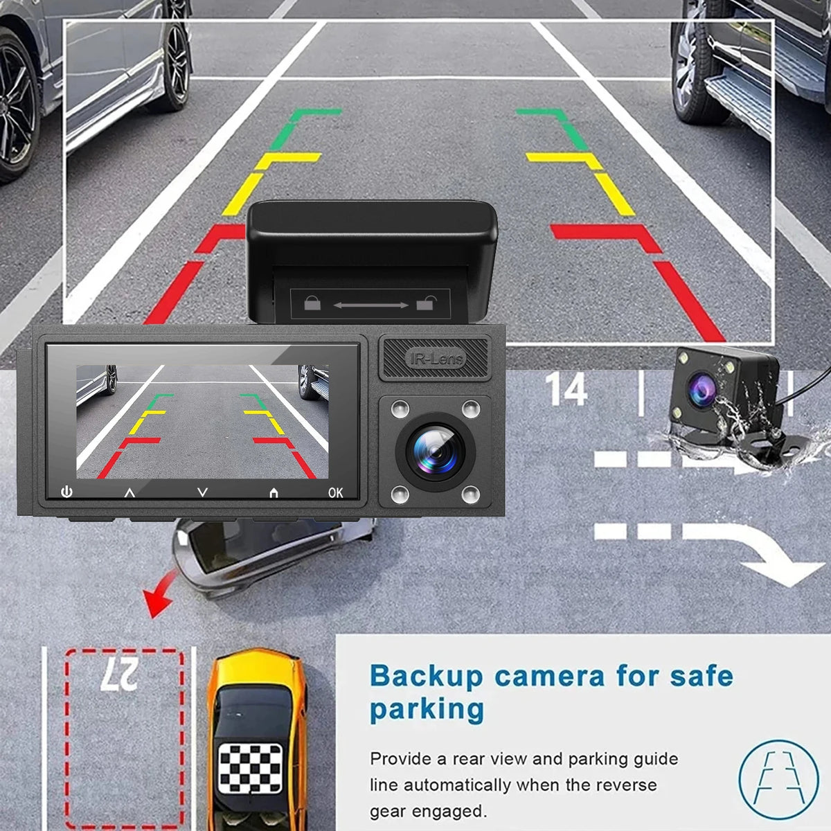 3 Channel WIFI Dash Cam 1080P Car Dvr Interior Vehicle Three Way Camera Mini DVRs Recorder Video Registrator Dashcam Camcord Digispots