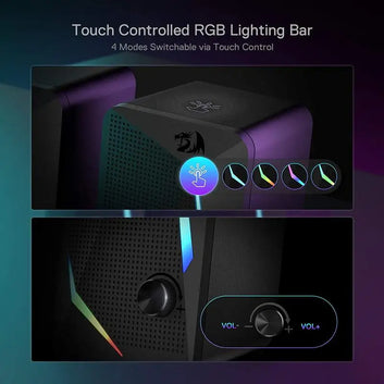 Redragon GS510 Waltz RGB Desktop-Lautsprecher – 2.0 Kanal Stereo mit 4 LED-Hintergrundbeleuchtungsmodi
