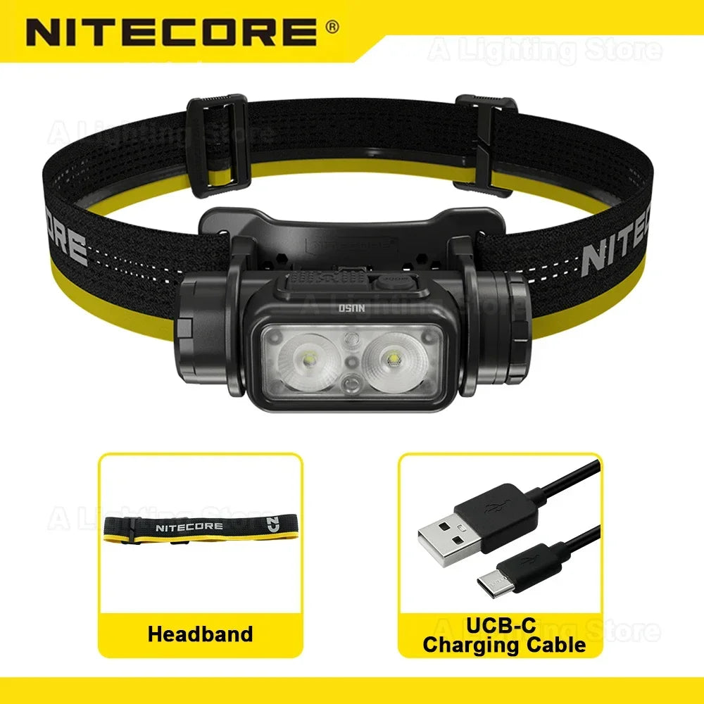 Original Nitecore NU50 Headlamp Running Head Light 1400 Lumen Lightweight Headlamp 4000mAh Battery USB-C Rechargeable Digispots