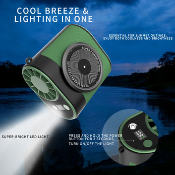 Portable Hiking Waist Fan – 5-Speed Adjustable, USB Rechargeable & Clip-On