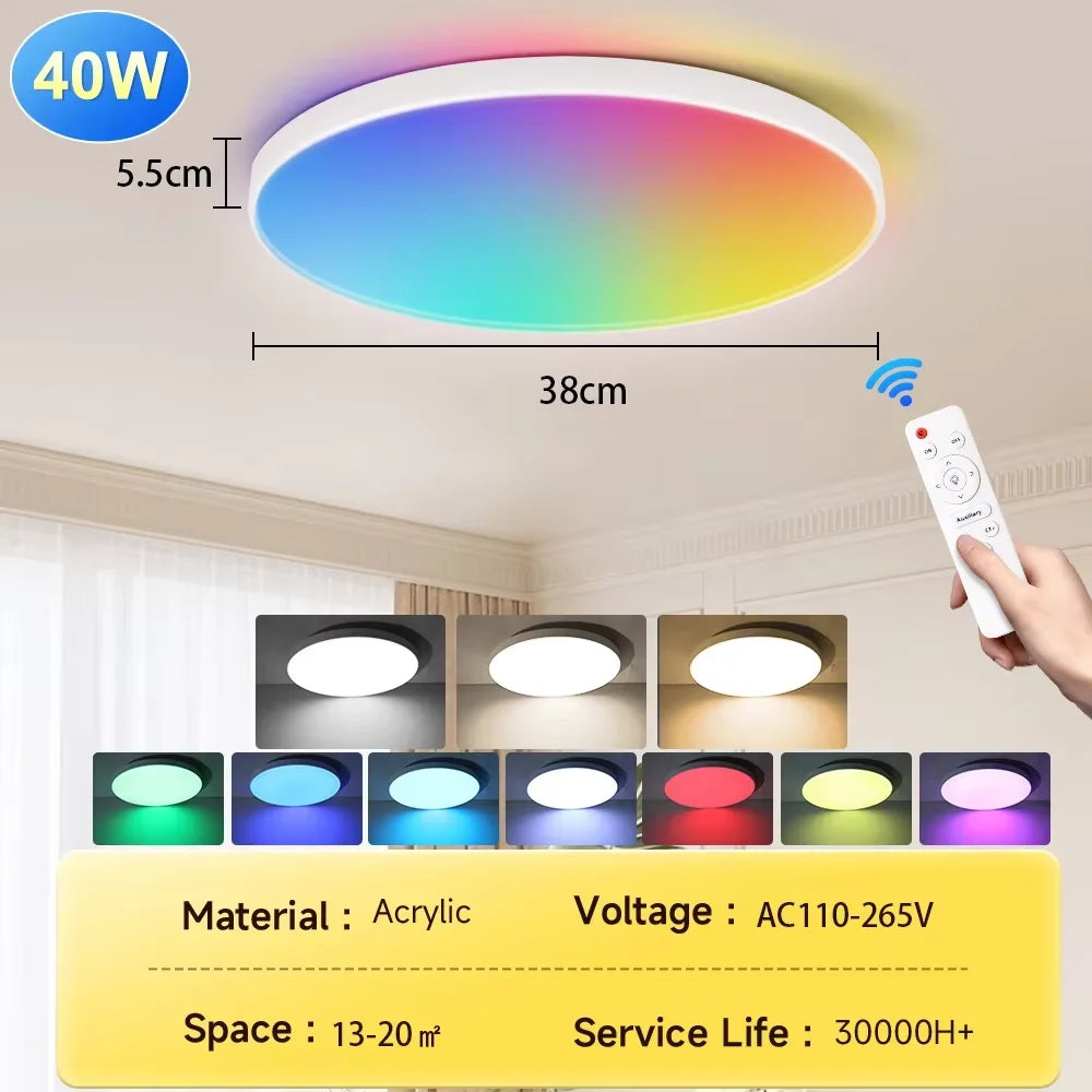 Smart Led Ceiling Light with Remote Control 3 Colors Dimmable Ceiling Lights Ultrathin Panel Lamps Bedroom Kitchen Ceiling Lamp Digispots