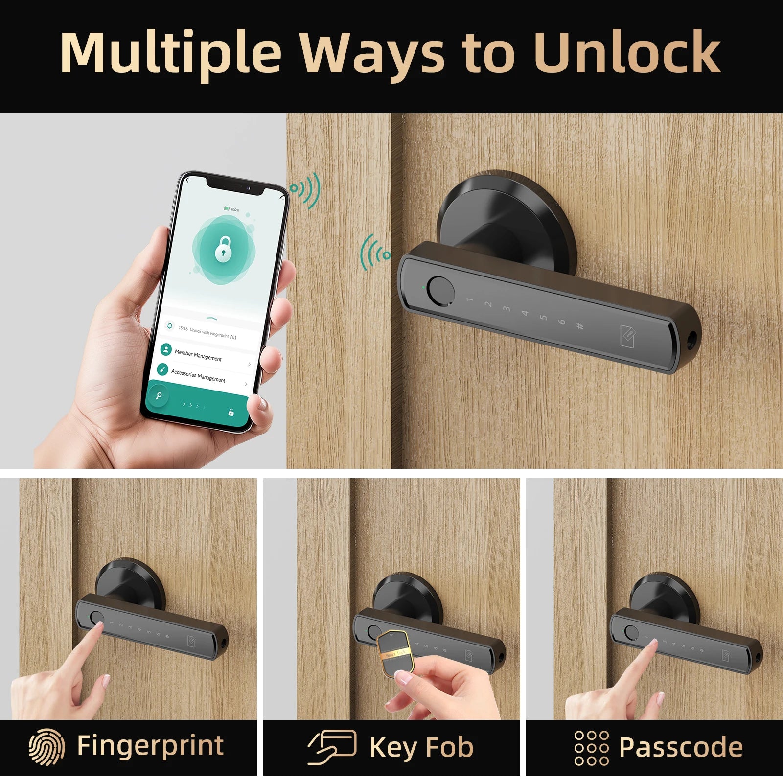 Viladepot Smart Lock – Fingerprint, App Control, Passcode & Touchscreen Keypad Digispots