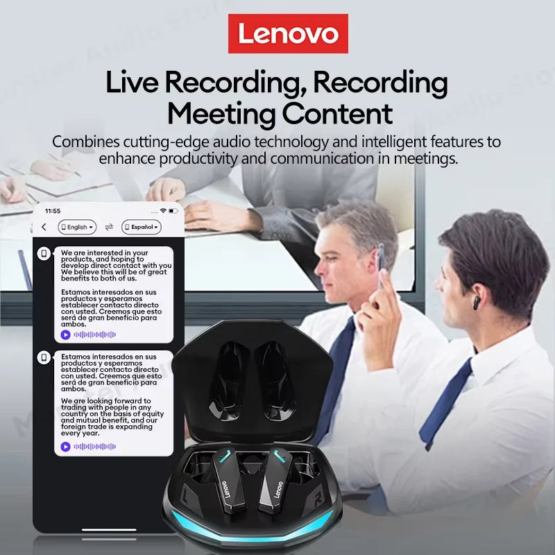 Choice Lenovo GM2 Pro AI Bluetooth Earphones Instant Translation With HD Calls Headphones Low Latency With Dual Modes Earbuds Digispots