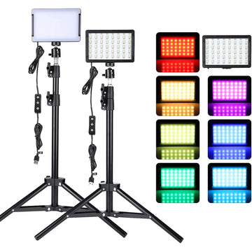 LED Video Light Kit – RGB Filters, Tripod Stand & 4 Colour Gels for Streaming, YouTube & Photography