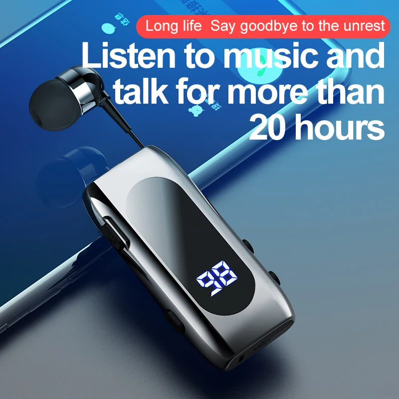 K55 Lavalier Business Bluetooth 5.2 Headphone Talk/Music Time 20 Hours,LED Digital Display,Noice Cancelling Wireless Earphones Digispots