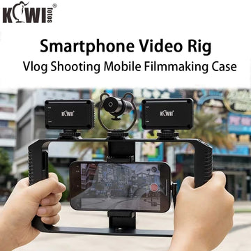 Smartphone Video Cage Rig – Handheld Stabilizer with Triple Cold-Shoe Mounts