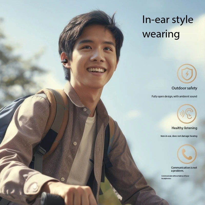New Mirror-Style Digital Display Soft Silicone Ear Clip Wireless Bluetooth Headphones with Noise Reduction, High-Definition, and Lossless for Sports Digispots