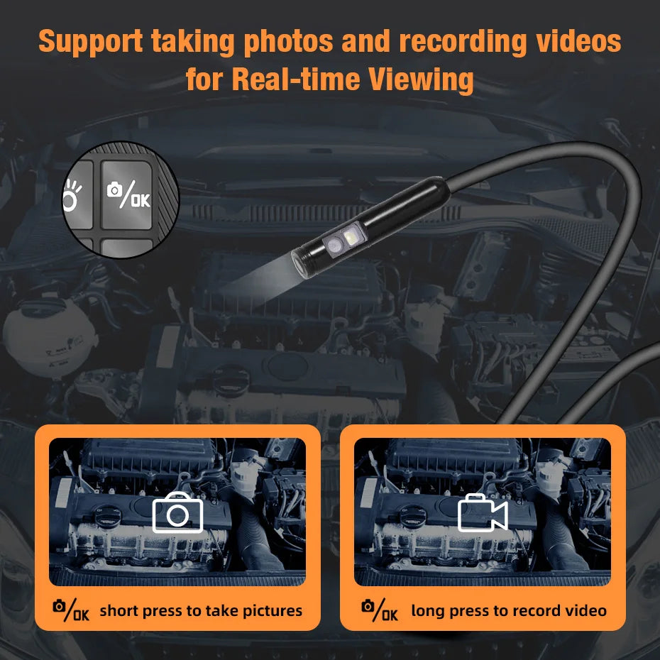 KERUI Dual Lens Industrial Endoscope Inspection Camera With Screen IP67 Waterproof Snake 1080P Handheld Digital Video Borescope Digispots