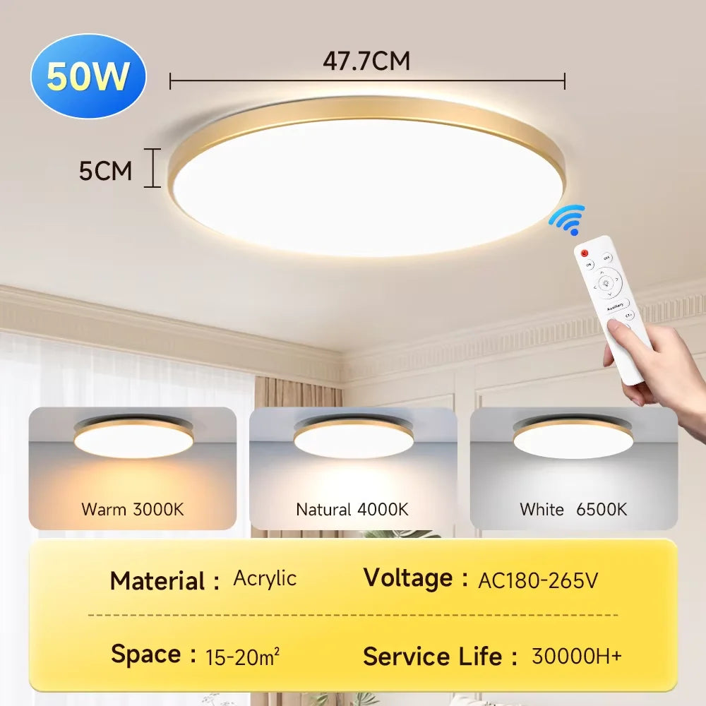 Smart Led Ceiling Light with Remote Control 3 Colors Dimmable Ceiling Lights Ultrathin Panel Lamps Bedroom Kitchen Ceiling Lamp Digispots